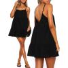 imageFlowy Short Sundress Mini Babydoll Dresses for Women Going Out Tiered Ruffle Beach Spaghetti Strap Swing Dress Cute2 Black