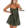imageFlowy Short Sundress Mini Babydoll Dresses for Women Going Out Tiered Ruffle Beach Spaghetti Strap Swing Dress Cute2 Olive Green