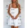 imageFlowy Short Sundress Mini Babydoll Dresses for Women Going Out Tiered Ruffle Beach Spaghetti Strap Swing Dress Cute2 White