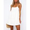imageFlowy Short Sundress Mini Babydoll Dresses for Women Going Out Tiered Ruffle Beach Spaghetti Strap Swing Dress Cute2 White