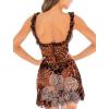 imageLeopard Ruffle Sheer Mesh Mini Dresses for Women Babydoll Lingerie Club Rave Concert Outfit See Through Party DressBlack Brown Leopard Print