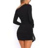 imageLong Sleeve Bodycon Off The Shoulder Dresses for Women Casual Fall Going Out Club Party Short Mini Dress Cute RuchedBlack