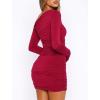 imageLong Sleeve Bodycon Off The Shoulder Dresses for Women Casual Fall Going Out Club Party Short Mini Dress Cute RuchedBurgundy Red