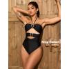 imageSexy Cut Out One Piece Swimsuit for Women Tummy Control Halter Swim Suits Beach Bandeau Bikini Swimwear Bathing SuitBlack