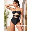 imageSexy Cut Out One Piece Swimsuit for Women Tummy Control Halter Swim Suits Beach Bandeau Bikini Swimwear Bathing SuitBlack