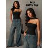 imageStrapless Halter Tube Top Backless Going Out Tops for Women Cute Club Rave Top Off Shoulder Open Back Bandeau ShirtsBlack