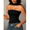 imageStrapless Halter Tube Top Backless Going Out Tops for Women Cute Club Rave Top Off Shoulder Open Back Bandeau ShirtsBlack