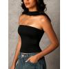 imageStrapless Halter Tube Top Backless Going Out Tops for Women Cute Club Rave Top Off Shoulder Open Back Bandeau ShirtsBlack