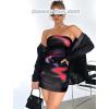 imageSummer Tube Mini Dresses for Women Trendy Y2k Ruched Going Out Club Rave Outfit Bodycon Short Bandeau DressBlack Fire Red