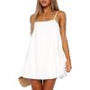 imageFlowy Short Sundress Mini Babydoll Dresses for Women Going Out Tiered Ruffle Beach Spaghetti Strap Swing Dress Cute2 White