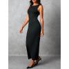 imageBoat Neck Bodycon Maxi Dresses for Women Sleeveless Summer Casual Cocktail Party Club Rave Going Out Long DressBlack