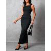 imageBoat Neck Bodycon Maxi Dresses for Women Sleeveless Summer Casual Cocktail Party Club Rave Going Out Long DressBlack