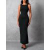 imageBoat Neck Bodycon Maxi Dresses for Women Sleeveless Summer Casual Cocktail Party Club Rave Going Out Long DressBlack
