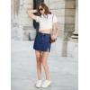 imageTapata Skorts Skirts for Women High Waisted Denim Mini Casual Stretchy Jean Skirt Slit with ShortsDark Blue