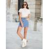 imageTapata Skorts Skirts for Women High Waisted Denim Mini Casual Stretchy Jean Skirt Slit with ShortsLight Blue
