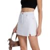 imageTapata Skorts Skirts for Women High Waisted Denim Mini Casual Stretchy Jean Skirt Slit with ShortsWhite