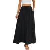imageTapata Womens Extra Long Maxi Skirts for TallPetite with Pockets Pleated ALine Summer Flowy Skirt Casual Beach WearBlack