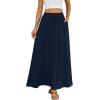 imageTapata Womens Extra Long Maxi Skirts for TallPetite with Pockets Pleated ALine Summer Flowy Skirt Casual Beach WearNavy Blue