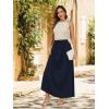 imageTapata Womens Extra Long Maxi Skirts for TallPetite with Pockets Pleated ALine Summer Flowy Skirt Casual Beach WearNavy Blue