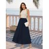 imageTapata Womens Extra Long Maxi Skirts for TallPetite with Pockets Pleated ALine Summer Flowy Skirt Casual Beach WearNavy Blue