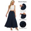 imageTapata Womens Extra Long Maxi Skirts for TallPetite with Pockets Pleated ALine Summer Flowy Skirt Casual Beach WearNavy Blue