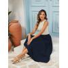 imageTapata Womens Extra Long Maxi Skirts for TallPetite with Pockets Pleated ALine Summer Flowy Skirt Casual Beach WearNavy Blue