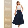 imageTapata Womens Extra Long Maxi Skirts for TallPetite with Pockets Pleated ALine Summer Flowy Skirt Casual Beach WearNavy Blue