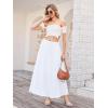 imageTapata Womens Extra Long Maxi Skirts for TallPetite with Pockets Pleated ALine Summer Flowy Skirt Casual Beach WearWhite