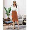 imageTapata Womens Office Work Pencil Skirt Stretch High Waist Below Knee Bodycon for Business CasualBrown