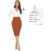 imageTapata Womens Office Work Pencil Skirt Stretch High Waist Below Knee Bodycon for Business CasualBrown