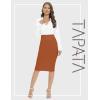 imageTapata Womens Office Work Pencil Skirt Stretch High Waist Below Knee Bodycon for Business CasualBrown