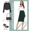 imageTapata Womens Office Work Pencil Skirt Stretch High Waist Below Knee Bodycon for Business CasualDark Green
