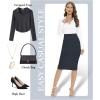 imageTapata Womens Office Work Pencil Skirt Stretch High Waist Below Knee Bodycon for Business CasualDark Grey