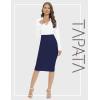imageTapata Womens Office Work Pencil Skirt Stretch High Waist Below Knee Bodycon for Business CasualNavy Blue