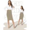 imageTapata Womens Office Work Pencil Skirt Stretch High Waist Below Knee Bodycon for Business CasualSandstone