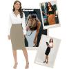 imageTapata Womens Office Work Pencil Skirt Stretch High Waist Below Knee Bodycon for Business CasualSandstone