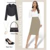 imageTapata Womens Office Work Pencil Skirt Stretch High Waist Below Knee Bodycon for Business CasualSandstone