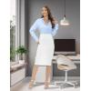 imageTapata Womens Office Work Pencil Skirt Stretch High Waist Below Knee Bodycon for Business CasualWhite