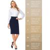 imageTapata Womens Pencil Skirts Stretch Office Work Skirt Knee Length High Waist Midi Ponte Bodycon for Business CasualKnee Length  Navy Blue