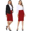 imageTapata Womens Pencil Skirts Stretch Office Work Skirt Knee Length High Waist Midi Ponte Bodycon for Business CasualKnee Length  Red