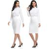 imageTapata Womens Pencil Skirts Stretch Office Work Skirt Knee Length High Waist Midi Ponte Bodycon for Business CasualKnee Length  White