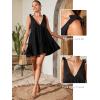 imageWomen Babydoll Mini Dress Going Out Short Sun Dress Sexy V Neck Tiered Ruffle Flowy Swing Vacation Beach DressBlack