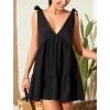 imageWomen Babydoll Mini Dress Going Out Short Sun Dress Sexy V Neck Tiered Ruffle Flowy Swing Vacation Beach DressBlack