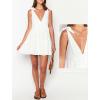 imageWomen Babydoll Mini Dress Going Out Short Sun Dress Sexy V Neck Tiered Ruffle Flowy Swing Vacation Beach DressWhite