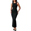 imageBoat Neck Bodycon Maxi Dresses for Women Sleeveless Summer Casual Cocktail Party Club Rave Going Out Long DressBlack