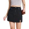 imageTapata Skorts Skirts for Women High Waisted Denim Mini Casual Stretchy Jean Skirt Slit with ShortsBlack