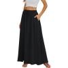 imageTapata Womens Extra Long Maxi Skirts for TallPetite with Pockets Pleated ALine Summer Flowy Skirt Casual Beach WearBlack