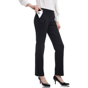 imageTapata Womens 28303234 Stretchy Straight Dress Pants with Pockets Tall Petite Regular for Office Work BusinessBlack  Pinstripe
