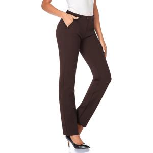 imageTapata Womens 28303234 Stretchy Straight Dress Pants with Pockets Tall Petite Regular for Office Work BusinessBrown