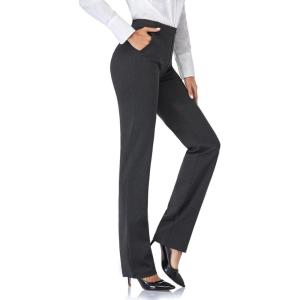 imageTapata Womens 28303234 Stretchy Straight Dress Pants with Pockets Tall Petite Regular for Office Work BusinessCharcoal